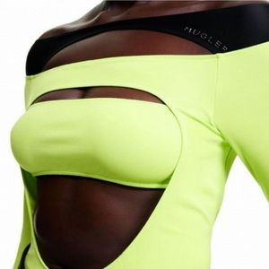 H&M Mugler Acid Green Cut-Out Bodysuit